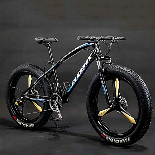 Fat Tyre Bike : GASLIKE Adult Fat Tire Mountain Bike, Carbon Steel Snow Offroad Bikes, Beach Cruiser Bicycle, 26Inch Magnesium alloy 4.0 Wide Wheels, D, 24speed