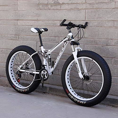Fat Tyre Bike : GASLIKE Adult Fat Tire Mountain Bike, Off-Road Snow Bike, Double Disc Brake Cruiser Bikes, Beach Bicycle 24 Inch Wheels, E, 27 speed