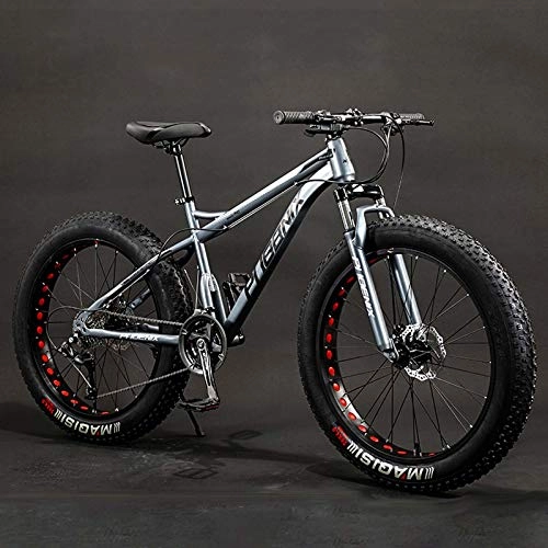 Fat Tyre Bike : GASLIKE Adult Mens Fat Tire Mountain Bike, Double Disc Brake Beach Cruiser Bicycle, Snow Offroad Variable Speed Bikes, 26Inch 4.0 Wide Wheels, A, 7speed