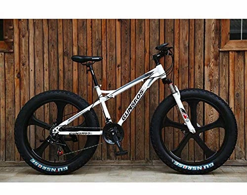 Fat Tyre Bike : GASLIKE Fat tire Bike Mountain Bikes bicycle for Men And Women, Hardtail High Carbon Steel Frame, Shock-absorbing front fork, Double disc brake, 7 speed, A, 26 inch
