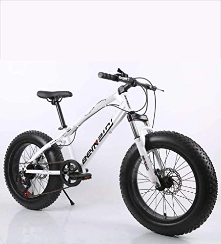 Fat Tyre Bike : GASLIKE Fat Tire Mens Mountain Bike, Double Disc Brake / High-Carbon Steel Frame Bikes, 7 Speed, Beach Snowmobile Bicycle 20 inch Wheels, A