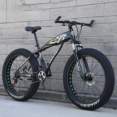 Fat Tyre Bike : GASLIKE Fat Tire Mountain Bike Bicycle for Men Women, Hardtail MBT Bike, High-Carbon Steel Frame And Shock-Absorbing Front Fork, Dual Disc Brake, E, 26 inch 21 speed
