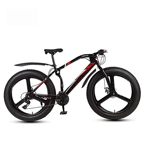 Fat Tyre Bike : GASLIKE Mens Adult Fat Tire Mountain Bike, Bionic Front Fork Beach Snow Bikes, Double Disc Brake Cruiser Bicycle, 26 Inch Wheels, B, 21 speed