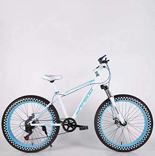 Fat Tyre Bike : GASLIKE Mens Adult Fat Tire Mountain Bike, Double Disc Brake Beach Snow Bicycle, High-Carbon Steel Frame Cruiser Bikes, 26 Inch Highway Wheels, B, 27 speed