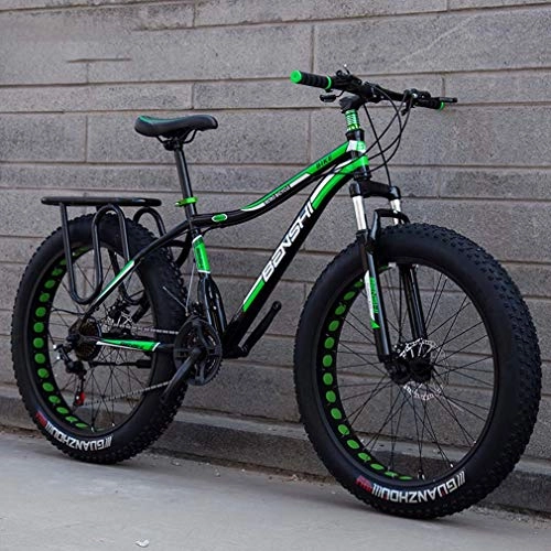 Fat Tyre Bike : GASLIKE Mens Fat Tire Mountain Bike, Beach Snow Bike, Lightweight High-Carbon Steel Frame Bicycle, Double Disc Brake Cruiser Bikes, 24 Inch Wheels, D, 27 speed