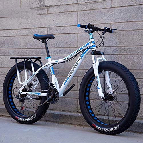 Fat Tyre Bike : GASLIKE Mens Fat Tire Mountain Bike, Beach Snow Bike, Lightweight High-Carbon Steel Frame Bicycle, Double Disc Brake Cruiser Bikes, 26 Inch Wheels, D, 21 speed