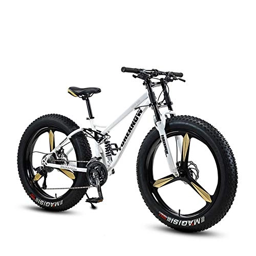 Fat Tyre Bike : GASLIKE Mens Fat Tire Mountain Bike For Adult, Lightweight Snow Bikes, High Strength Carbon Steel Frame Double Disc Brake Cruiser Bicycle, F, 7speed
