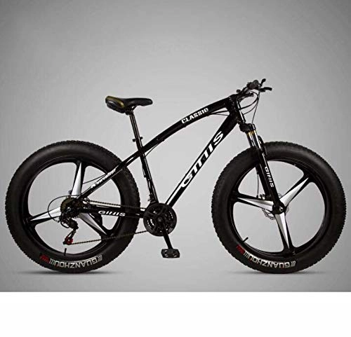 Fat Tyre Bike : GASLIKE Mountain Bike Bicycle for Adults, 264.0 Inch Fat Tire MTB Bike, Hardtail High-Carbon Steel Frame, Shock-Absorbing Front Fork And Dual Disc Brake, Black, 30 speed