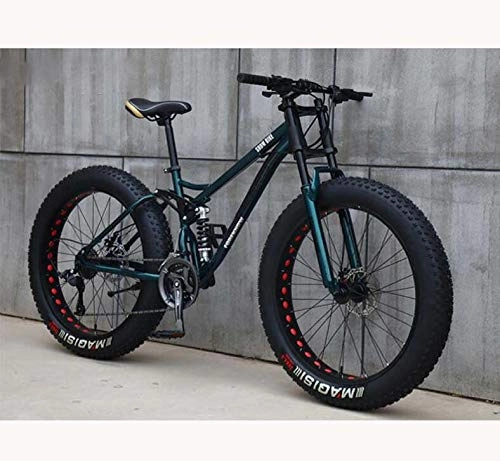 Fat Tyre Bike : GASLIKE Mountain Bike for Teens of Adults Men And Women, High Carbon Steel Frame, Soft Tail Dual Suspension, Mechanical Disc Brake, 24 / 265.1 Inch Fat Tire, cyan, 26 inch 27 speed