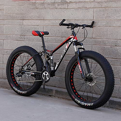 Fat Tyre Bike : GAYBJ Adult Mountain Bike Beach Cruiser Fat Tire Bike Snow Bike 24 / 26 inch Wheels Mountain Trail Bike High Carbon Steel Folding Outroad Bicycles 7 / 21 / 24 / 27-Speed Bicycle, A, 24 inchi 27 Speed