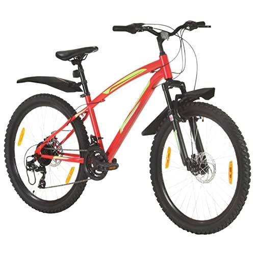 Fat Tyre Bike : Gecheer Mountain Bike 21 Speed Bike Adult Fat Tires Mountain Trail Bike 26 inch Wheel 42 cm Red