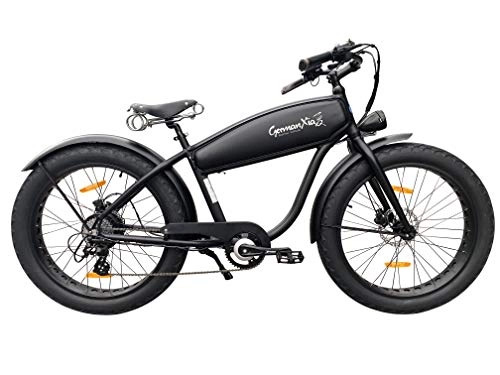 Fat Tyre Bike : GermanXia Black Sinner 26" Inch E-Fatbike Chopper Beachcruiser bicycle 250W / 11Ah