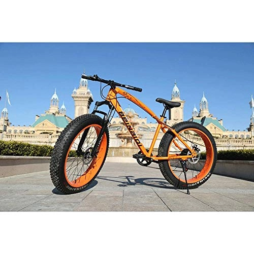 Fat Tyre Bike : Giow 26 Inches Fat Tire Mountain Bikes, Adult All Terrain Mountain Bike, High-carbon Steel Frame Hardtail Mountain Bike With Dual Disc Brake (Color : 24 speed)