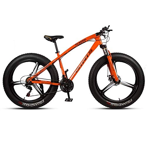 Fat Tyre Bike : Giow 26 Inches Mountain Bikes, Fat Tire Variable Speed Bicycle, High-carbon Steel Frame Hardtail Mountain Bike With Dual Disc Brake, 3 Spoke (Color : 24 speed)