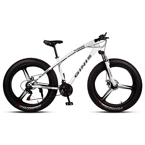Fat Tyre Bike : Giow 26 Inches Teens Mountain Bikes, 21 / 24 / 27 / 30-Speed Fat Tire Bicycle, High-carbon Steel Frame Hardtail Mountain Bike With Dual Disc Brake, 3 Spoke (Color : 24 speed)