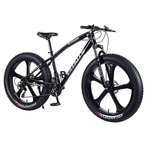 Fat Tyre Bike : Giow Shock Mountain Bikes, Fat Tire Variable Speed Bicycle, High-carbon Steel Frame Hardtail Mountain Bike With Dual Disc Brake, 5 Spoke, 21 / 24 / 27 / 30-speed, 26 Inches (Color : 21 speed)
