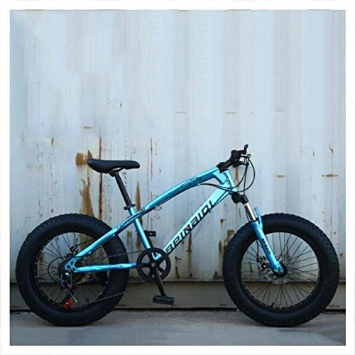 Fat Tyre Bike : giyiohok Mountain Bike 20 Inch for Women Fat Tire Girls Mountain Bicycle with Front Suspension & Mechanical Disc Brakes High Carbon Steel Frame & Adjustable-27 Speed_Bright blue