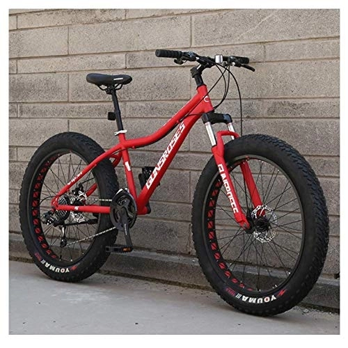 Fat Tyre Bike : GJZM 26 Inch Mountain Bikes, High-carbon Steel Hardtail Mountain Bike, Fat Tire All Terrain Mountain Bike, Women Men's Anti-Slip Bikes, Blue, 24 Speed Spoke