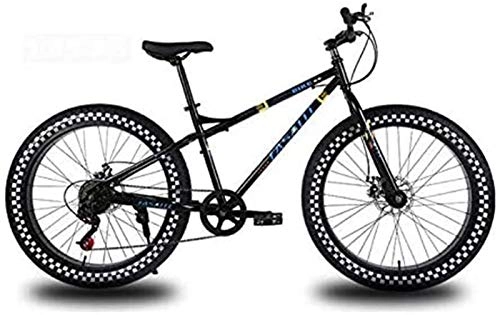 Fat Tyre Bike : GMZTT Unisex Bicycle 26 Inch Wheels Mountain Bicycle for Adults, Fat Tire Hardtail Bicycle Bicycle, High-Carbon Steel Frame, Dual Disc Brake (Color : Black, Size : 21 speed)
