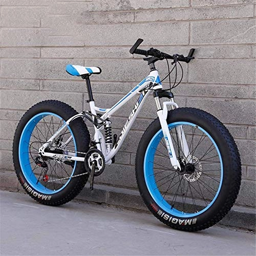 Fat Tyre Bike : GMZTT Unisex Bicycle Adult Fat Tire Mountain Bicycle, Beach Snow Bicycle, Double Disc Brake Cruiser Bikes, Lightweight High-Carbon Steel Frame Bicycle, 26 Inch Wheels (Color : F, Size : 7 speed)