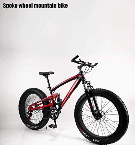 Fat Tyre Bike : GMZTT Unisex Bicycle Adult Fat Tire Mountain Bicycle, Snow Bikes, Double Disc Brake Beach Cruiser Bikes, Men All-Terrain Full Suspension Bicycle, 4.0 Wide 26 Inch Wheels