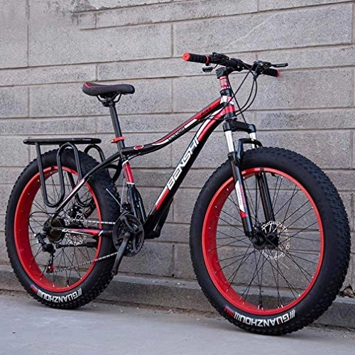 Fat Tyre Bike : GMZTT Unisex Bicycle Mens Fat Tire Mountain Bicycle, Beach Snow Bicycle, Double Disc Brake Cruiser Bikes, Lightweight High-Carbon Steel Frame Bicycle, 26 Inch Wheels