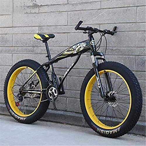 Fat Tyre Bike : GMZTT Unisex Bicycle Mountain Bicycle Bicycle for Adult, Fat Tire Hardtail MBT Bicycle, High-Carbon Steel Frame, Dual Disc Brake, Shock-Absorbing Front Fork (Color : B, Size : 26 inch 7 speed)