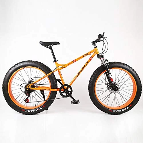 Fat Tyre Bike : GQFGYYL-QD Mountain Bike with Adjustable Seat and Shock Absorption, 26 Inches Wheels 7 Speed Dual Disc Brake High-carbon steel Mountain Bicycle, for Adults Outdoor Riding, 2