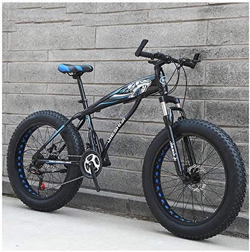 Fat Tyre Bike : GQQ Adult Mountain Bike, Mens Girls Bicycles, Hardtail MTB Disc Brakes, Variable Speed Bicycle Frame Made of Carbon Steel, Big Tire Bike, Blue B, 26 inch 21 Speed, Blue B