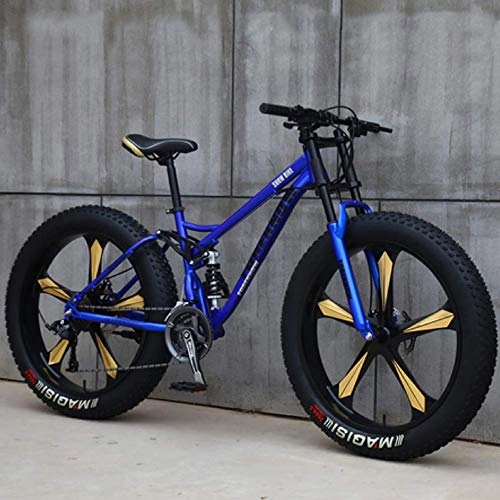 Fat Tyre Bike : GQQ Mountain Bike, Beach / Mountain Bikes All Terrain Integral Wheels Trail Bike 26 inch Wheels Dual Disc Brake Bicycle, 21 Speed