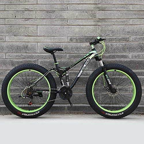 Fat Tyre Bike : GQQ Mountain Bike, Mens Womens Mountain Bikes High-Carbon Steel Frame Dual Disc Brake Mountain Bike All Terrain Anti-Slip Bicycle, 27 Speed