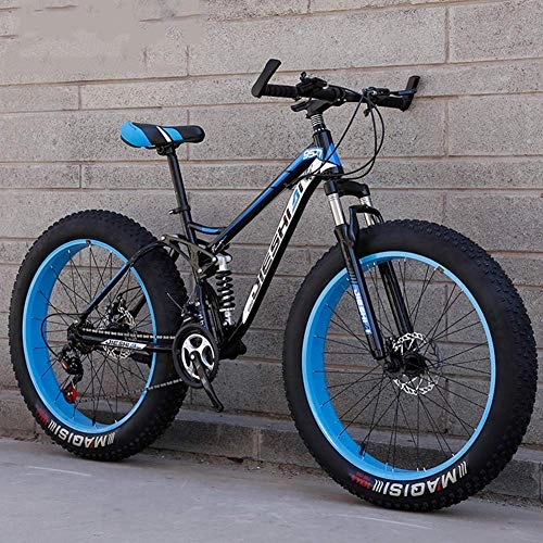 Fat Tyre Bike : GQQ Mountain Bike, Snow / Beach / Mountain Bikes 26 inch Dual Disc Brake Big Wheels Bicycle High-Carbon Steel Frame All Terrain Anti-Slip Bicycle, 21 Speed