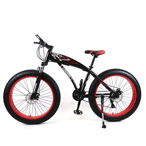 Fat Tyre Bike : GQQ Road Bicycle Mountain Bike, 7 / 21 / 24 / 27 Speeds 24 inch Shock Absorption Road Bicycle Sports Leisure, Black Red, 24 Speed