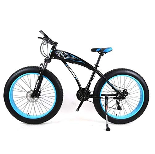 Fat Tyre Bike : GQQ Road Bicycle Snowmobile Mountain Bike, 24 inch Wheels Road Bicycle Sports Leisure Unisex, Black Blue, 27 Speed