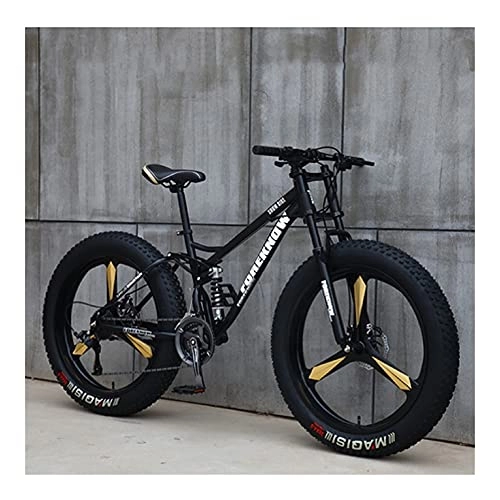 Fat Tyre Bike : GUHUIHE 26 Inch Wheel 27 Speed Adult Mountain Fat Bike Variable Speed Road Bicycle Off-road Snowmobile Men Outdoor Ride MTB (Color : Black 3 knife wheel, Size : 21 Speed)