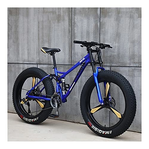 Fat Tyre Bike : GUHUIHE 26 Inch Wheel 27 Speed Adult Mountain Fat Bike Variable Speed Road Bicycle Off-road Snowmobile Men Outdoor Ride MTB (Color : Blue 3 knife wheel, Size : 21 Speed)