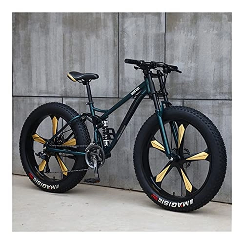 Fat Tyre Bike : GUHUIHE 26 Inch Wheel 27 Speed Adult Mountain Fat Bike Variable Speed Road Bicycle Off-road Snowmobile Men Outdoor Ride MTB (Color : Cyanblue 5 knife, Size : 27 Speed)