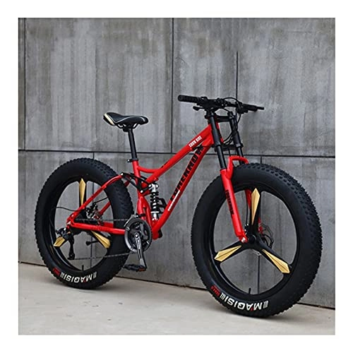 Fat Tyre Bike : GUHUIHE 26 Inch Wheel 27 Speed Adult Mountain Fat Bike Variable Speed Road Bicycle Off-road Snowmobile Men Outdoor Ride MTB (Color : Red 3 knife wheel, Size : 21 Speed)