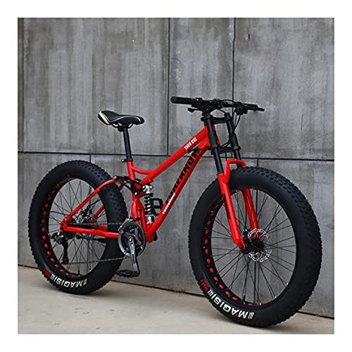 Fat Tyre Bike : GUHUIHE 26 Inch Wheel 27 Speed Adult Mountain Fat Bike Variable Speed Road Bicycle Off-road Snowmobile Men Outdoor Ride MTB (Color : Red Spoke wheel, Size : 21 Speed)