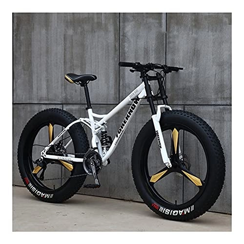 Fat Tyre Bike : GUHUIHE 26 Inch Wheel 27 Speed Adult Mountain Fat Bike Variable Speed Road Bicycle Off-road Snowmobile Men Outdoor Ride MTB (Color : White 3 knife wheel, Size : 27 Speed)