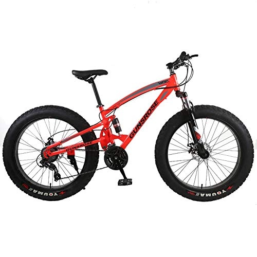 Fat Tyre Bike : GuiSoHn 26 Inch Fat Bike Adult Fat Tire Snow Beaches Mountain Bike 7 / 21 / 24 / 27 Speed Double Disc Brake Carbon Steel Frame Student Bicycle