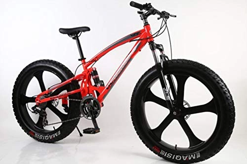 Fat Tyre Bike : GuiSoHn 26 Inch Fat Tire Mountain Bike Five Knife Carbon Steel Frame 4.0 Big Tire Adult Variable Speed Double Disc Brake Snow Bicycle