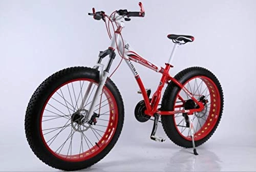 Fat Tyre Bike : GuiSoHn Snow Bike MTB Double Disc Mountain Fat Bicycle Suspension Aluminum Frame 4" Tire Aluminum Wheel