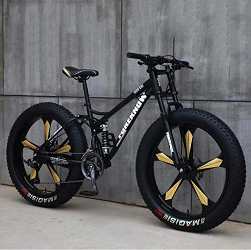 Fat Tyre Bike : GWFVA Fat Tire Mountain Bikes, 26-Inch Wheels High Carbon Steel Dual Suspension Frame Sport Mountain Bicycle with for Man And Women