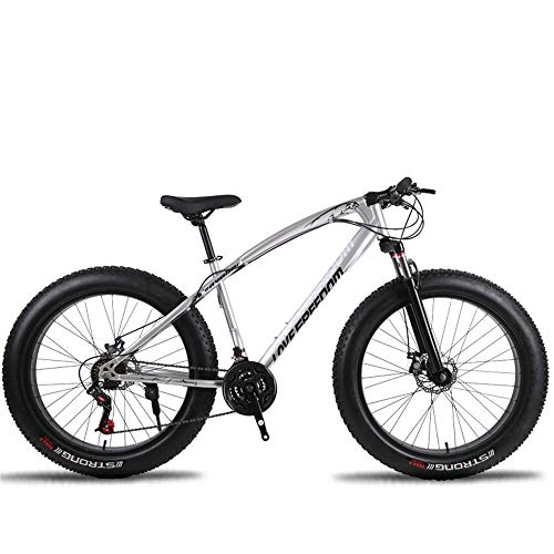 Fat Tyre Bike : GX97 Fat bike off-road beach snow bike 27 speed speed mountain bike 4.0 wide tire adult outdoor riding, Silver