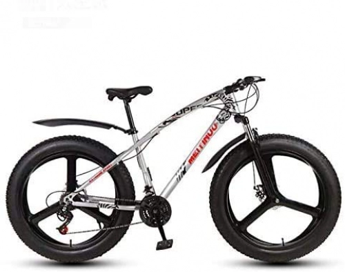 Fat Tyre Bike : HCMNME durable bicycle 26 Inch Fat Tire Mountain Bike Bicycle for Adults, Hardtail MTB Bike, High Carbon Steel Frame Suspension Fork, Double Disc Brake Alloy frame with Disc Brakes