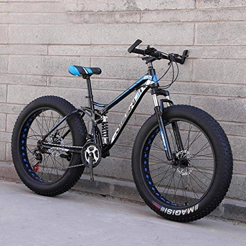 Fat Tyre Bike : HCMNME durable bicycle Adult Fat Tire Mountain Bike, Off-Road Snow Bike, Double Disc Brake Cruiser Bikes, Beach Bicycle 24 Inch Wheels Alloy frame with Disc Brakes