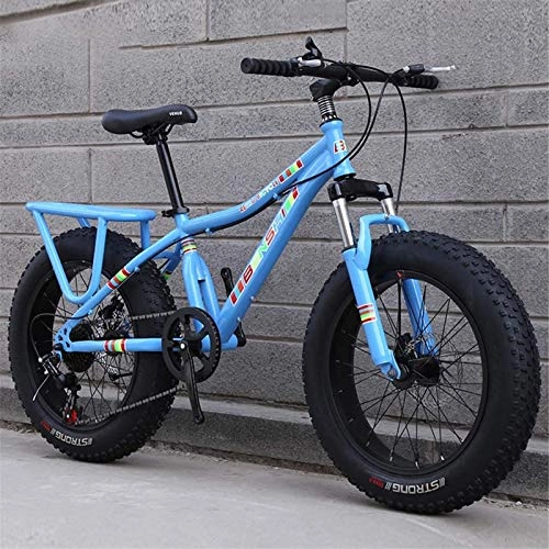 Fat Tyre Bike : HCMNME durable bicycle Child Fat Tire Mountain Bike, Beach Snow Bike, Double Disc Brake Cruiser Bikes, Lightweight High-Carbon Steel Frame Bicycle, 20 Inch Wheels Alloy frame with Disc Brakes