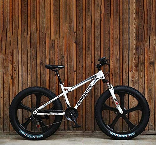 Fat Tyre Bike : HCMNME durable bicycle Fat Tire Adult Mountain Bike, Double Disc Brake / High-Carbon Steel Frame Cruiser Bikes, Beach Snowmobile Bicycle, 24 Inch Magnesium Alloy Integrated Wheels Alloy frame with