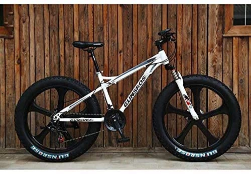 Fat Tyre Bike : HCMNME durable bicycle Fat tire Bike Mountain Bikes bicycle for Men And Women, Hardtail High Carbon Steel Frame, Shock-absorbing front fork, Double disc brake, 7 speed Alloy frame with Disc Brak
